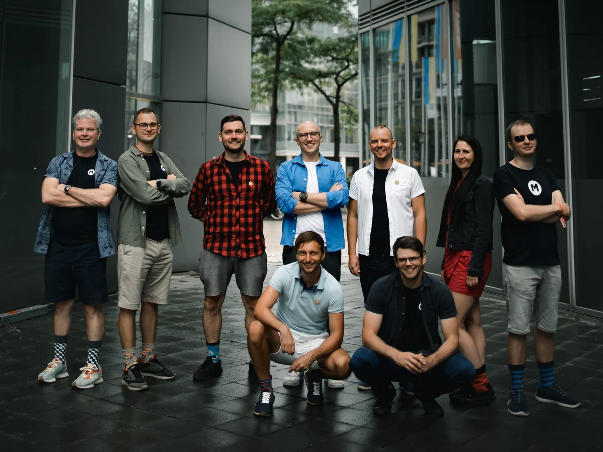 The Monetizr team gathered outside an office building